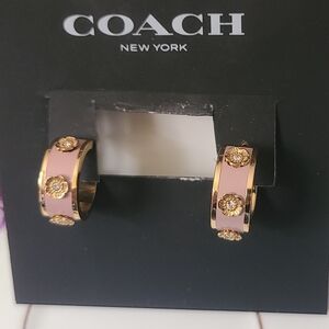 Coach Gold and Pink Floral Earrings